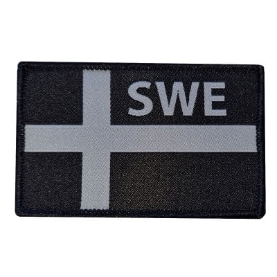Svensk flagga tygpatch svart/grå - SWE